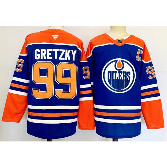 Mens Wayne Gretzky Royal Stitched Jersey